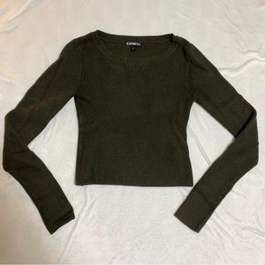 Express Cropped Ribbed Sweater Top